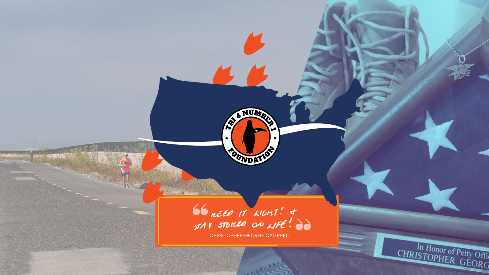 Hero image for T4n1. Graphic with the lower 48 states of america with the logo over a collage